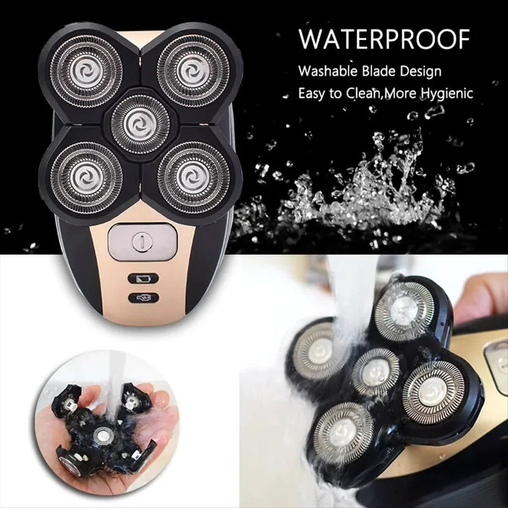 5-in-1 trimmer with floating shaving heads & accessories