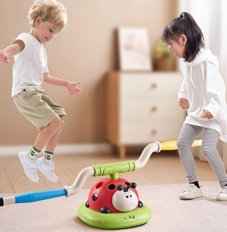 3-in-1 activity set for children with rope skipping, ring toss and pedal rocket