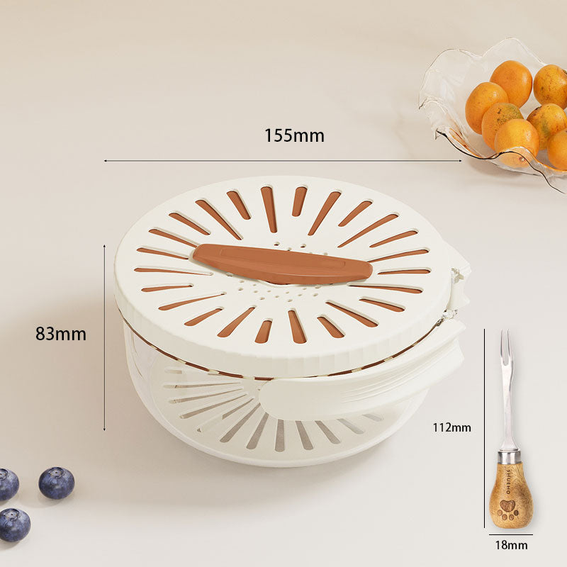 Foldable Quick-Drain Basket with Rotating Lid