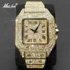 MISSFOX Ice Out Square Watch for Men