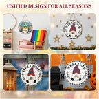 The best Christmas decorationsInterchangeable welcome sign with wooden gnome