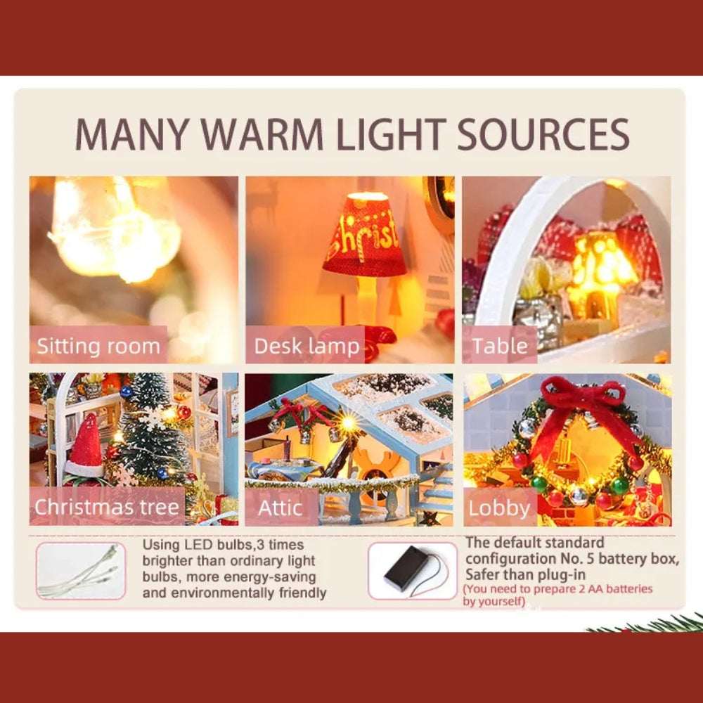 Christmas Snowy Night DIY Miniature Dollhouse Kit