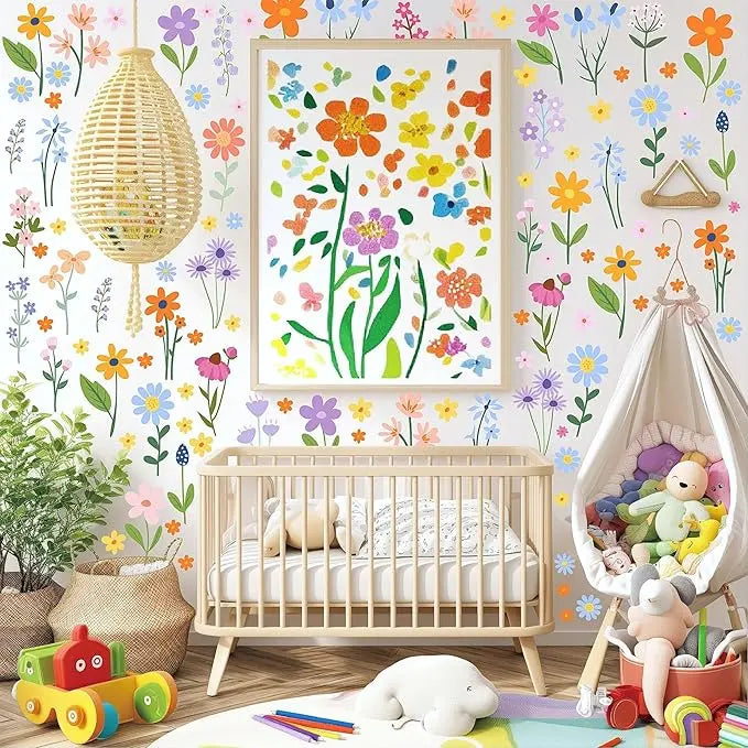 8 Sheets Spring Flowers Wall Stickers – 102 Self-Adhesive Designs for a Fresh Home!