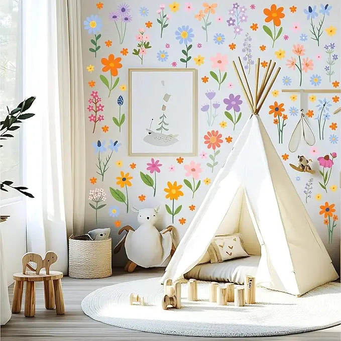 8 Sheets Spring Flowers Wall Stickers – 102 Self-Adhesive Designs for a Fresh Home!