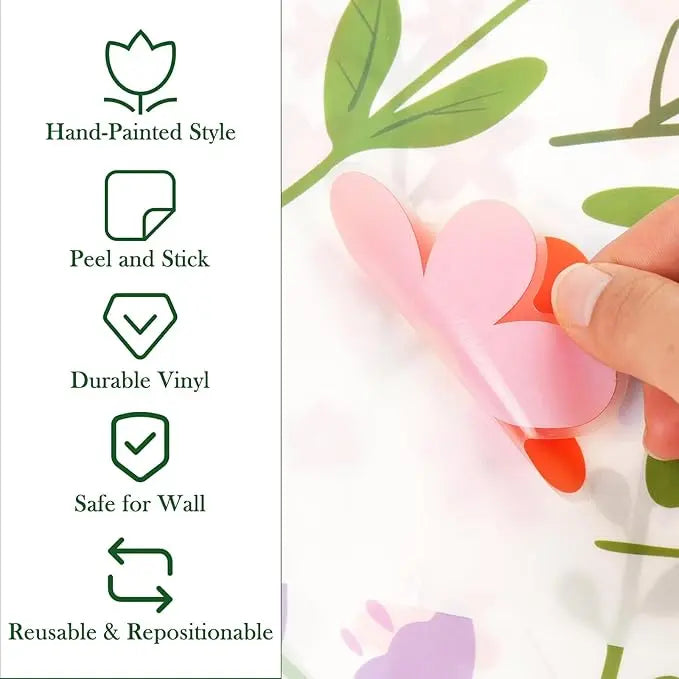 8 Sheets Spring Flowers Wall Stickers – 102 Self-Adhesive Designs for a Fresh Home!