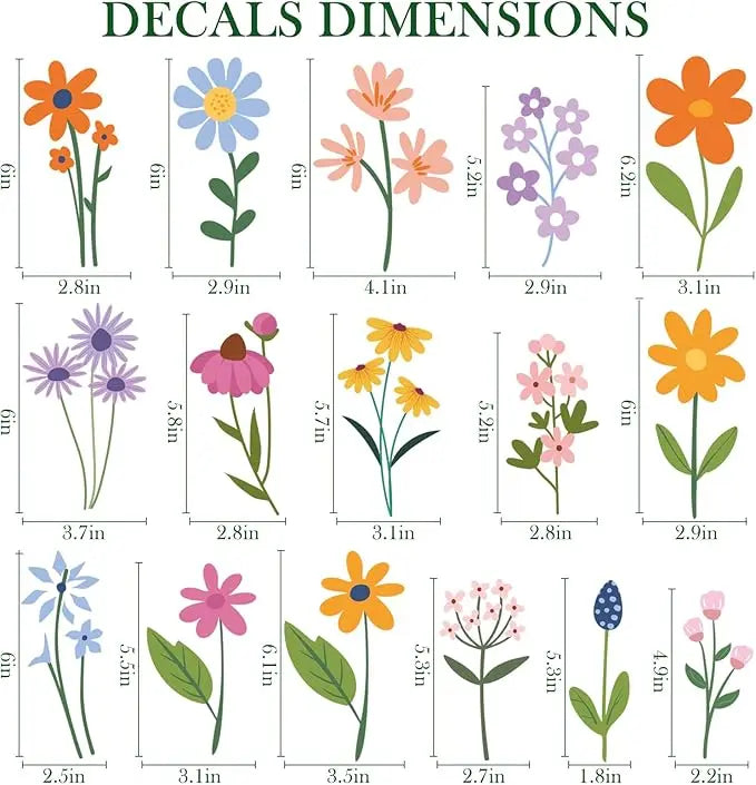 8 Sheets Spring Flowers Wall Stickers – 102 Self-Adhesive Designs for a Fresh Home!
