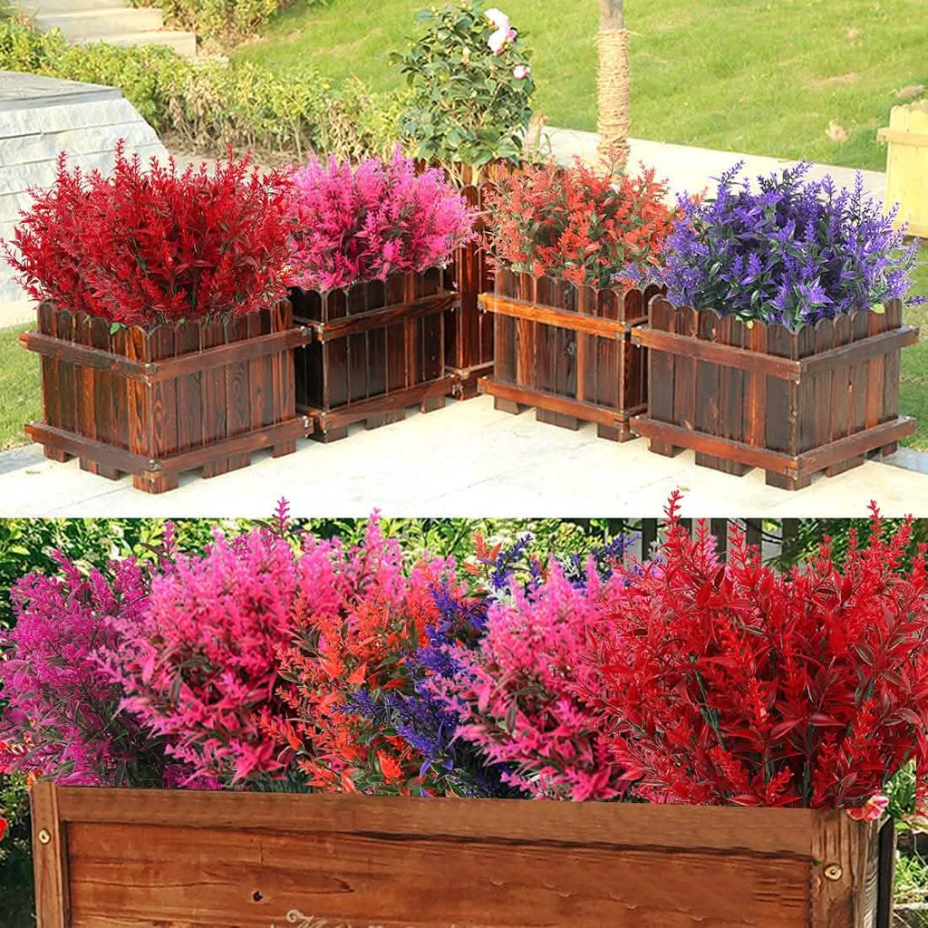 8 Bundles Artificial Lavender Plastic Flowers Decorations