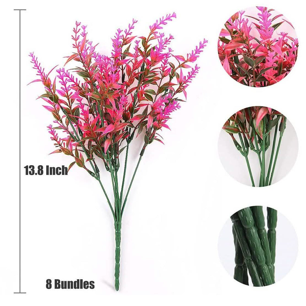 8 Bundles Artificial Lavender Plastic Flowers Decorations