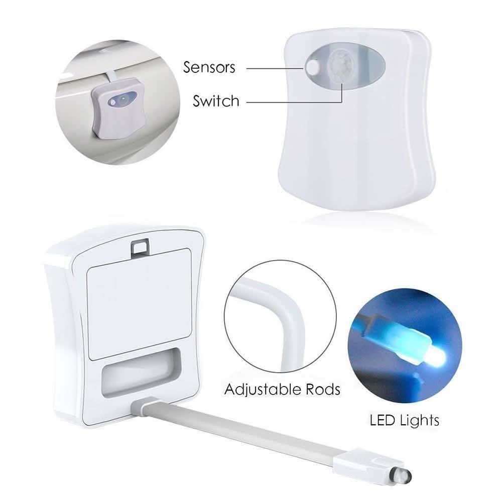 8-Color LED Sensor Motion Activated Bathroom Toilet Light