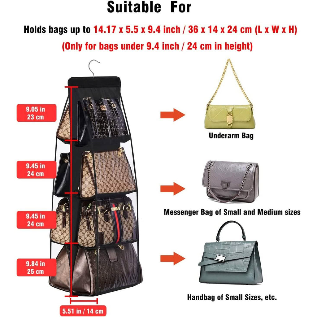 8-Pocket Hanging Handbag Organizer Handbag Storage Hammock