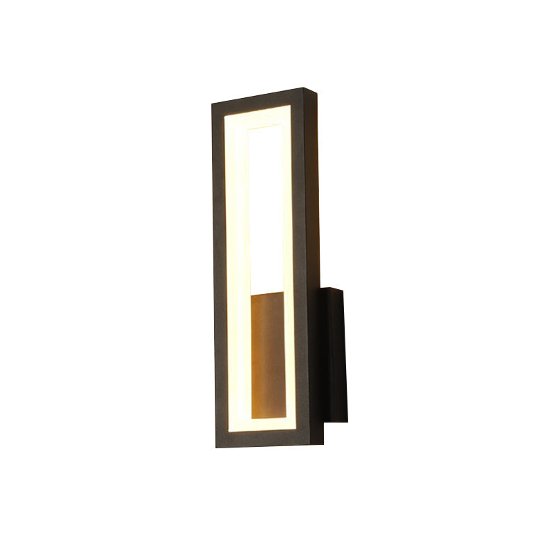White/Black/Gold Rectangular Frame Wall Light Minimalistic LED Metal Wall Mount Light Fixture in White/Warm Light