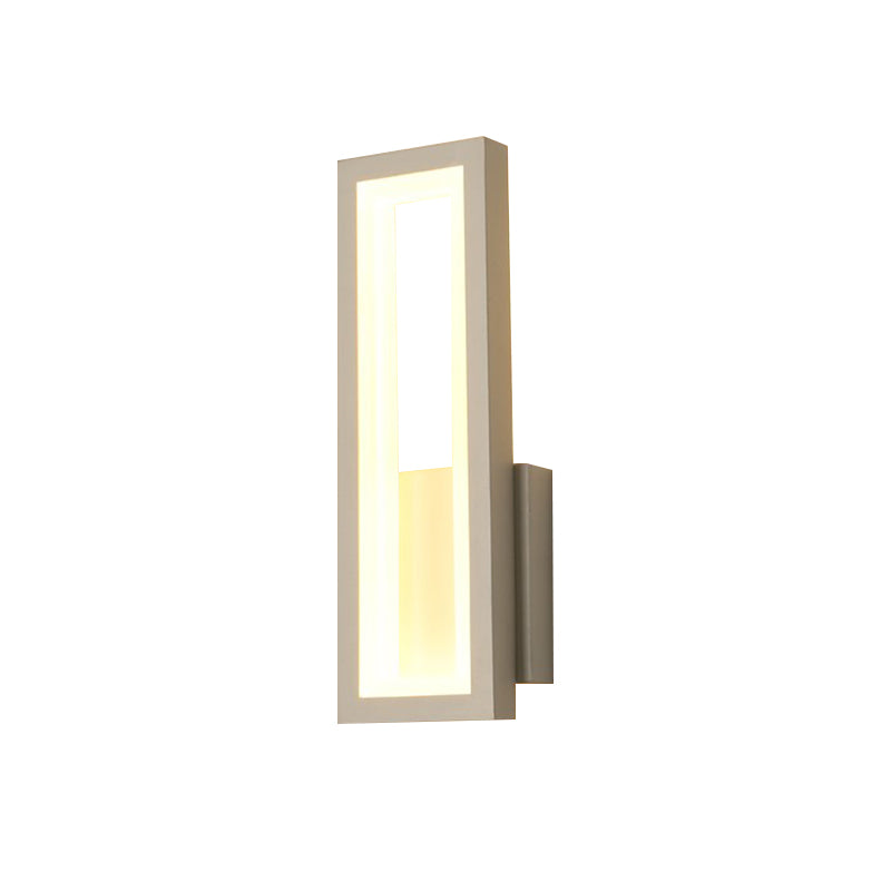 White/Black/Gold Rectangular Frame Wall Light Minimalistic LED Metal Wall Mount Light Fixture in White/Warm Light