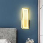 White/Black/Gold Rectangular Frame Wall Light Minimalistic LED Metal Wall Mount Light Fixture in White/Warm Light