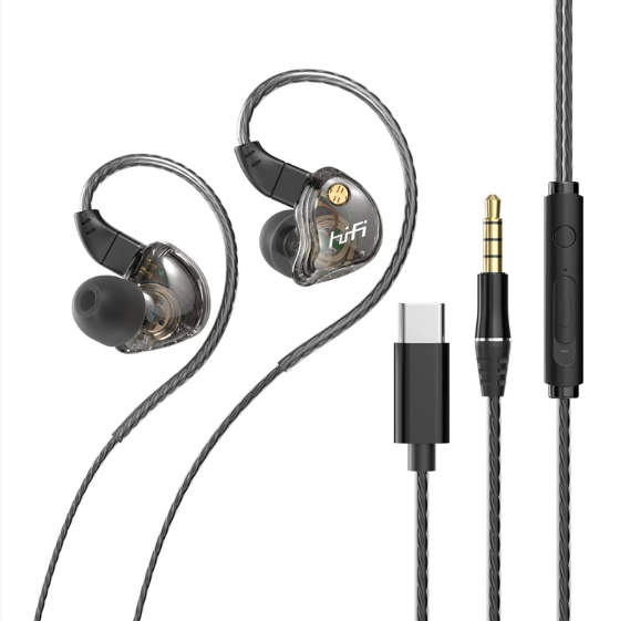 HiFi In-ear Headphones, with High-quality Sound, Changeable Cable Design, Mounting Ear Design & Ergonomics, for Sports, Study & More