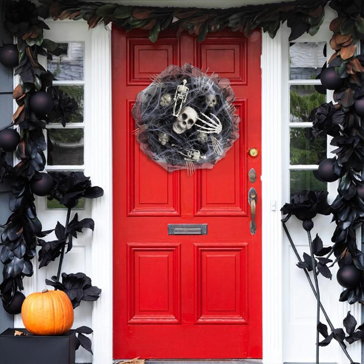 Halloween Wreath – Mesh Skull Garland for Door and Wall Decoration