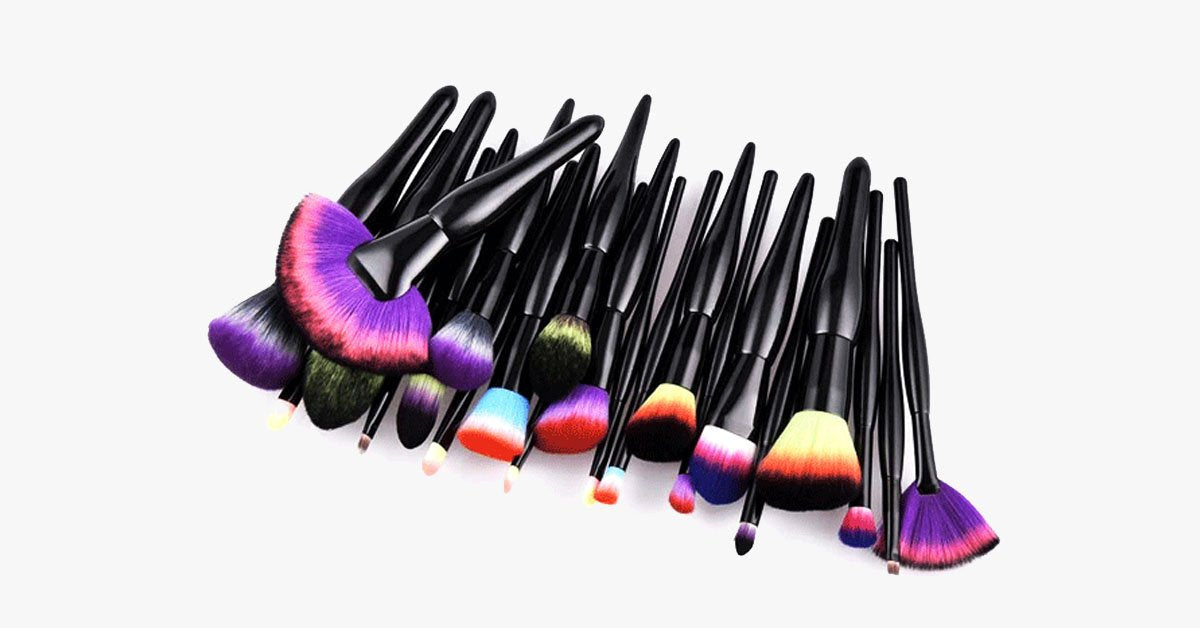 Midnight Rainbow Makeup Brush Set of 22 - Add a splash of color to your vanity