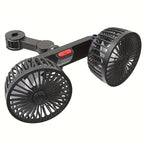 Double Fan AirTrek Duo | 360° rotatable | Ultra-quiet & Compact | USB Car Fan with 5 Blades
