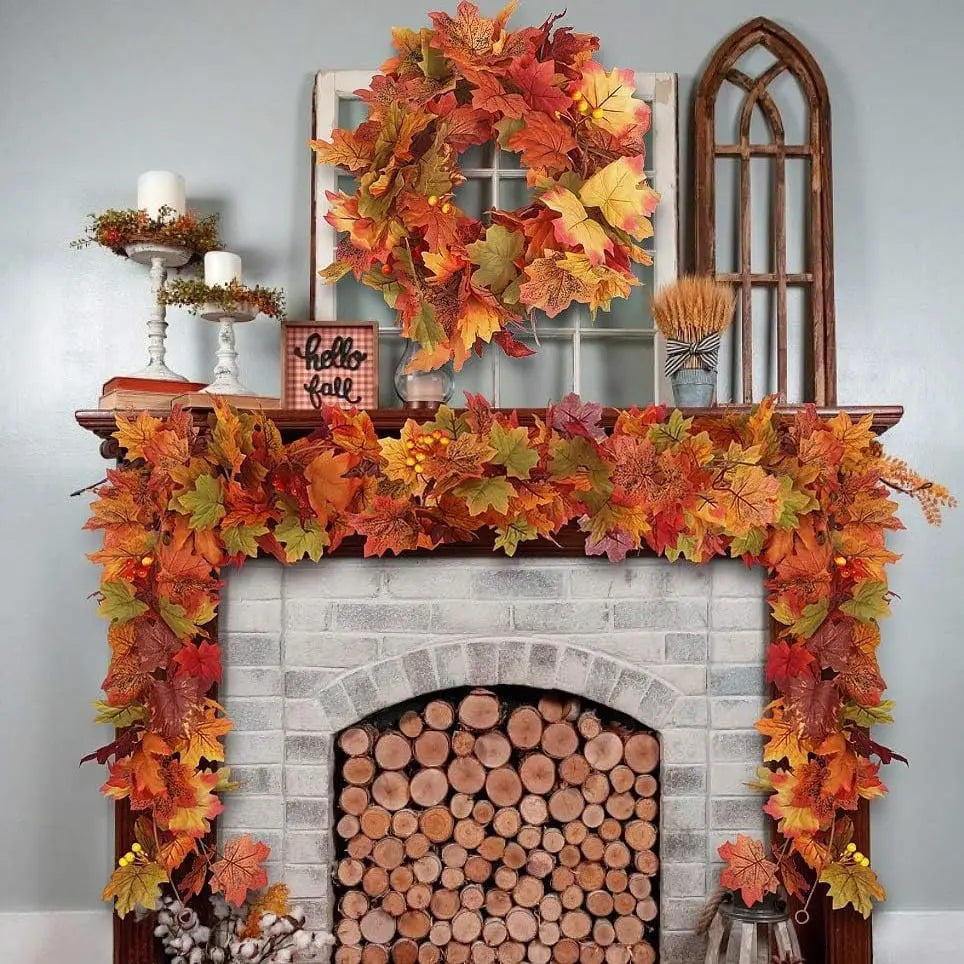 Halloween Autumn Wreath – Handmade Door Wreath with Pumpkins and Eucalyptus