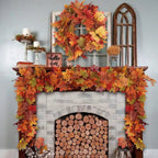 Halloween Autumn Wreath – Handmade Door Wreath with Pumpkins and Eucalyptus