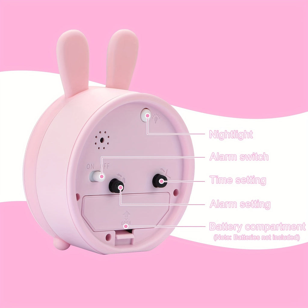 Children's Alarm Clock with Night Light – Quiet, Rabbit Pattern & Compact Design