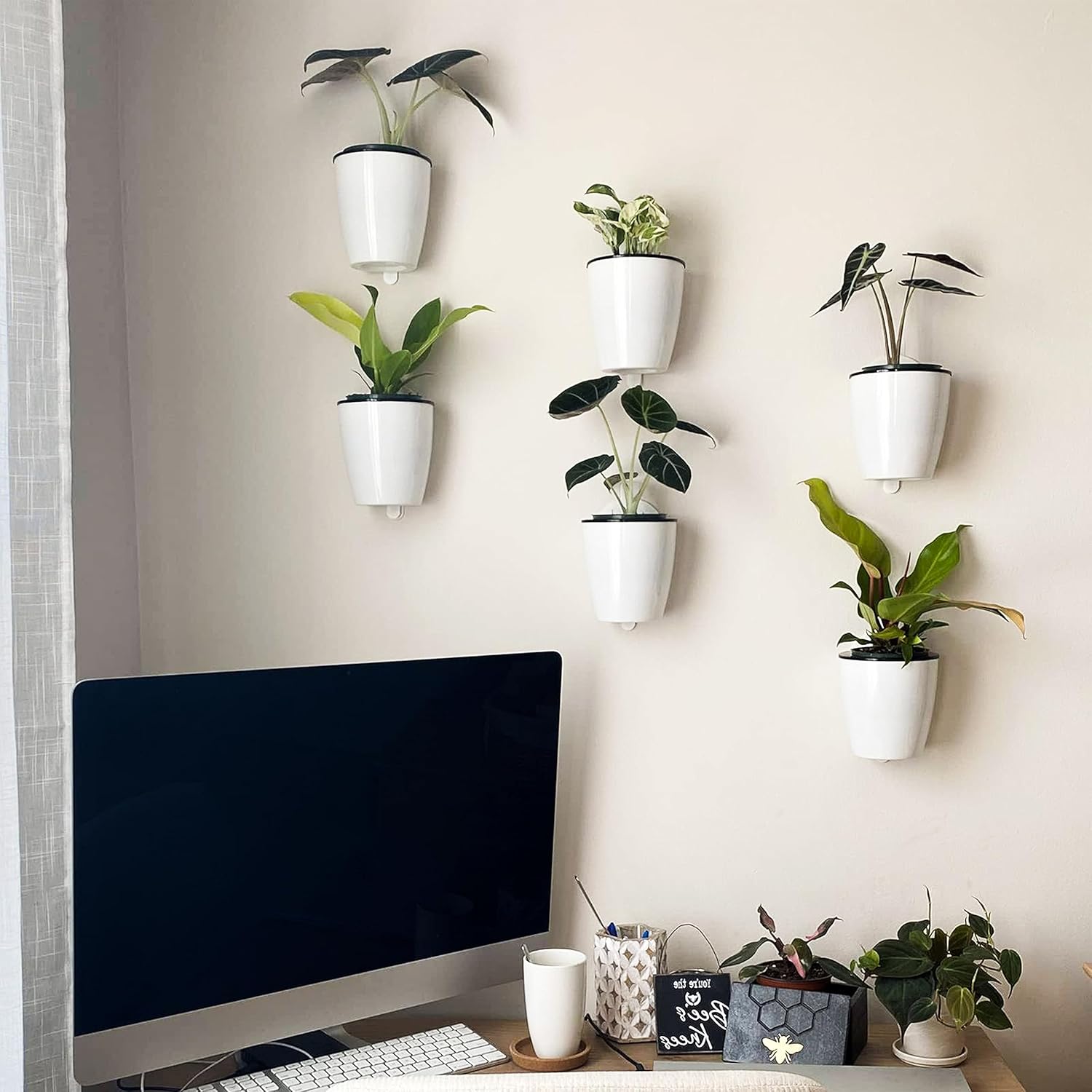 Self-watering hanging plant pot – Modern flower pot for wall mounting
