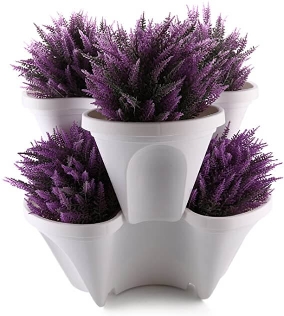 Space-saving stackable plant pots – Vertical planting system with wheels