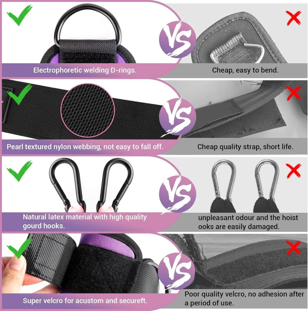 resistance bands for buttocks & hips with ankle strap & training poster