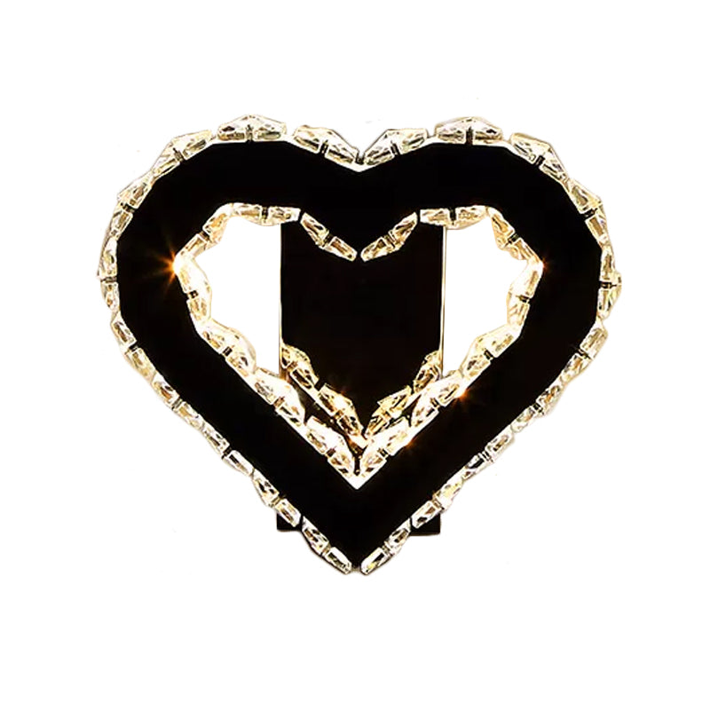 LED Love Heart Wall Lighting Modernism Black Faceted Crystal Wall Lighting Ideas for Bedroom