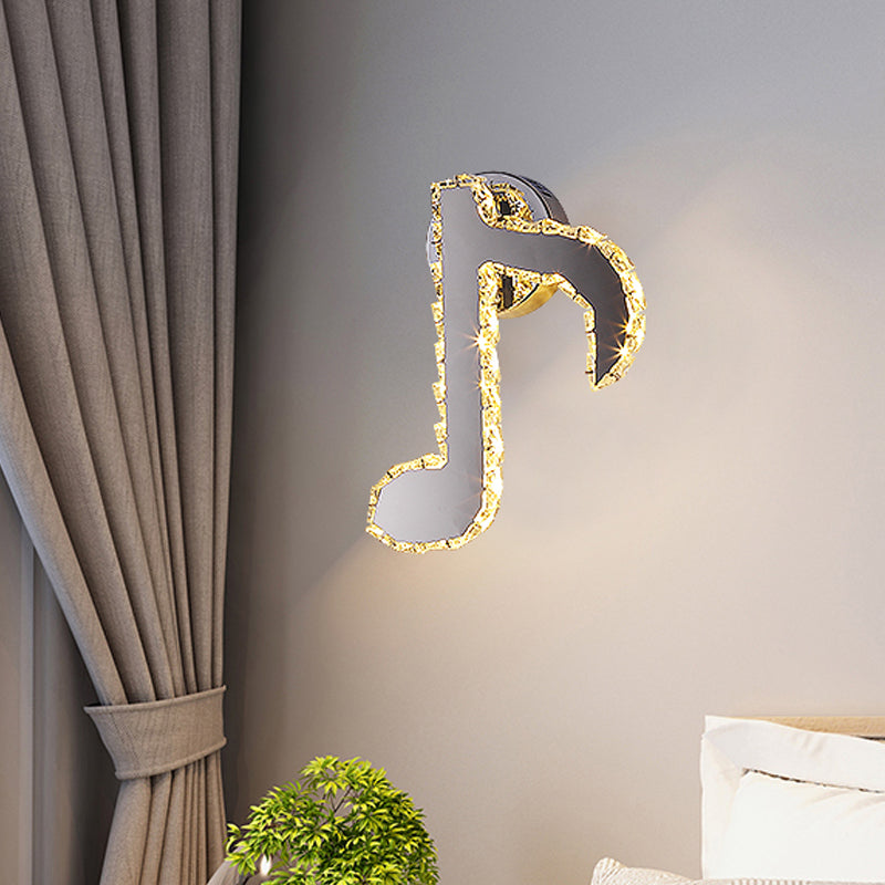 Music Note Crystal Wall Light Wall Lamp Simple Style LED Hall Wall Mounted Lamp in Black