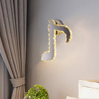 Music Note Crystal Wall Light Wall Lamp Simple Style LED Hall Wall Mounted Lamp in Black