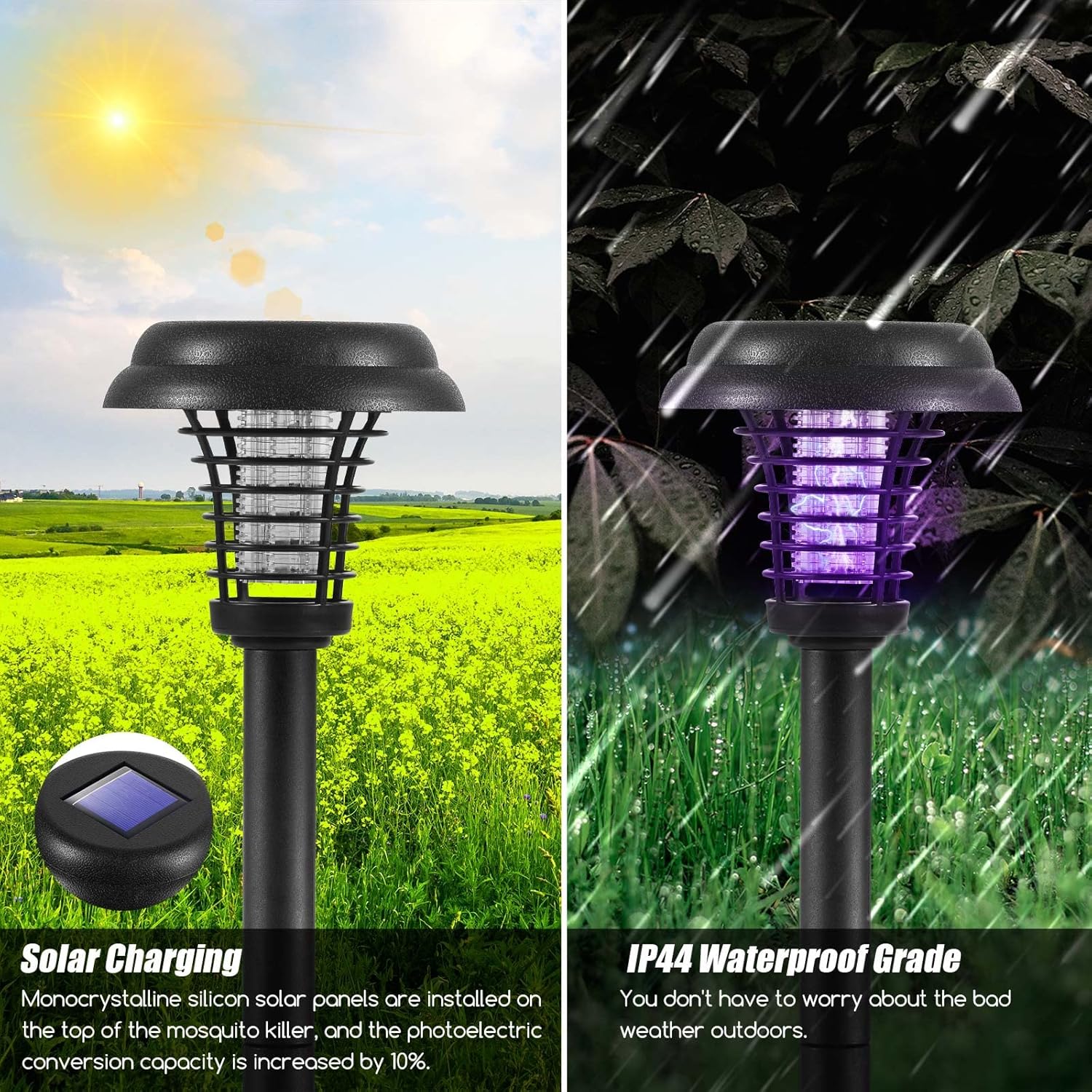 Solar Insect Killer with LED Light – Waterproof Garden Light for Mosquito Repulsion