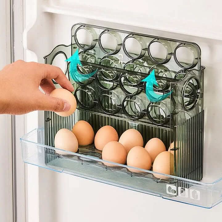 Clear Egg Organizer – Space-Saving Rolling Fridge Storage