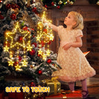 Quntis 2Pcs 95cm Large Christmas Window Lights, 84LED 12 Stars Battery Operated Christmas Silhouette Sparkle Star Lights with Timer Memory, 8 Modes Xmas Indoor Outdoor Hanging Decoration, Warm White