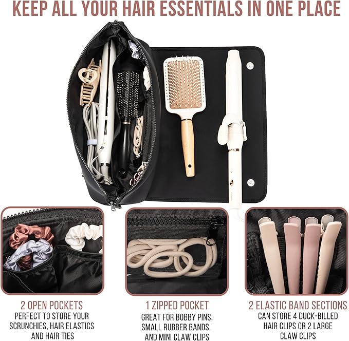 2-in-1 hair tool travel bag & heat-resistant mat
