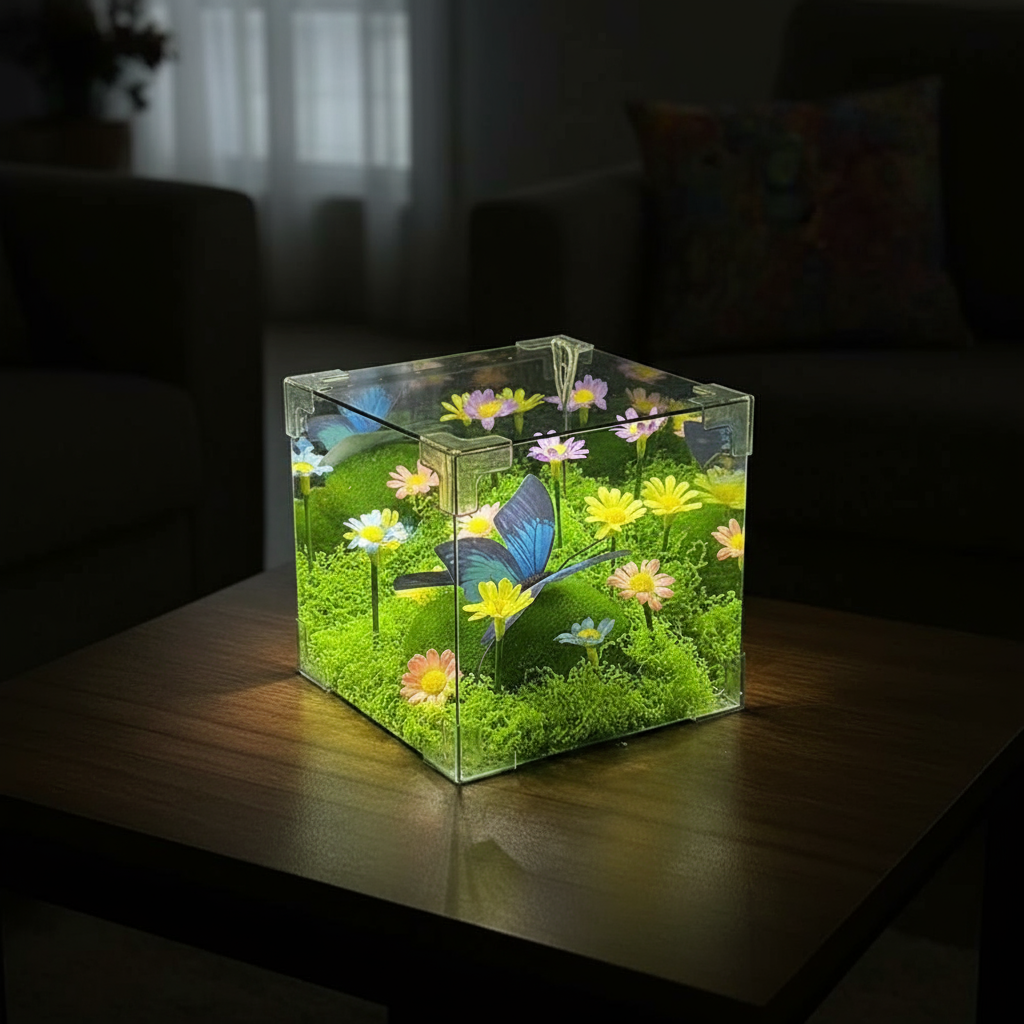 LED Butterfly Garden Cube Night Light Decor