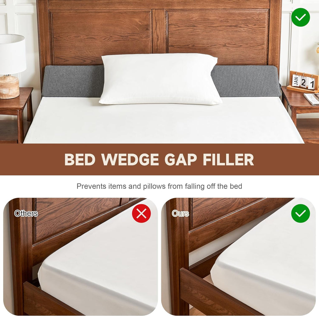 Gap Filler Wedge Pillow | Adjustable Height, Compact Design & Ideal for Twin, Queen, King Beds and Sofas