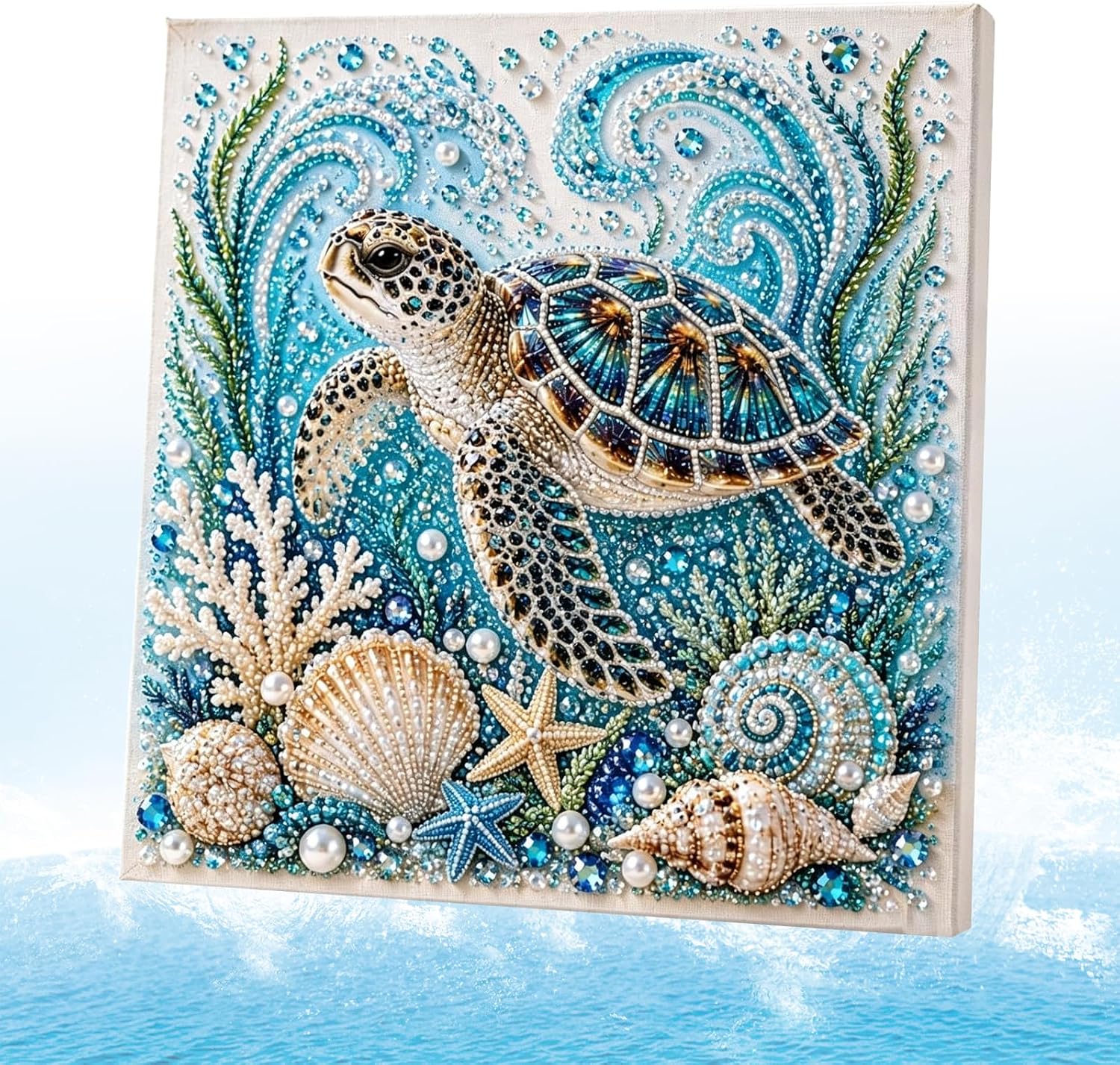 Ocean Theme Pearl Art DIY Kit, 3D Coastal Wall Decor Craft