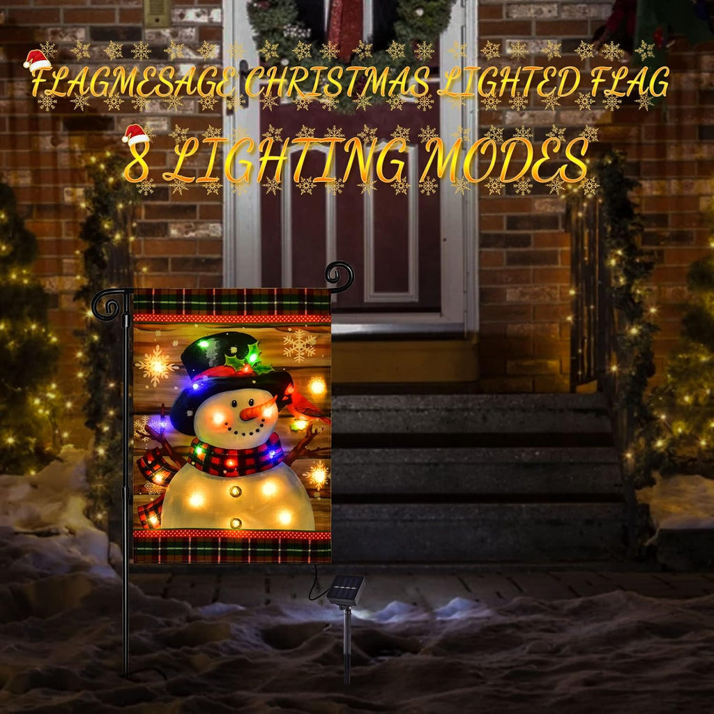 Illuminated Snowman Garden Flag - FrostyFlag