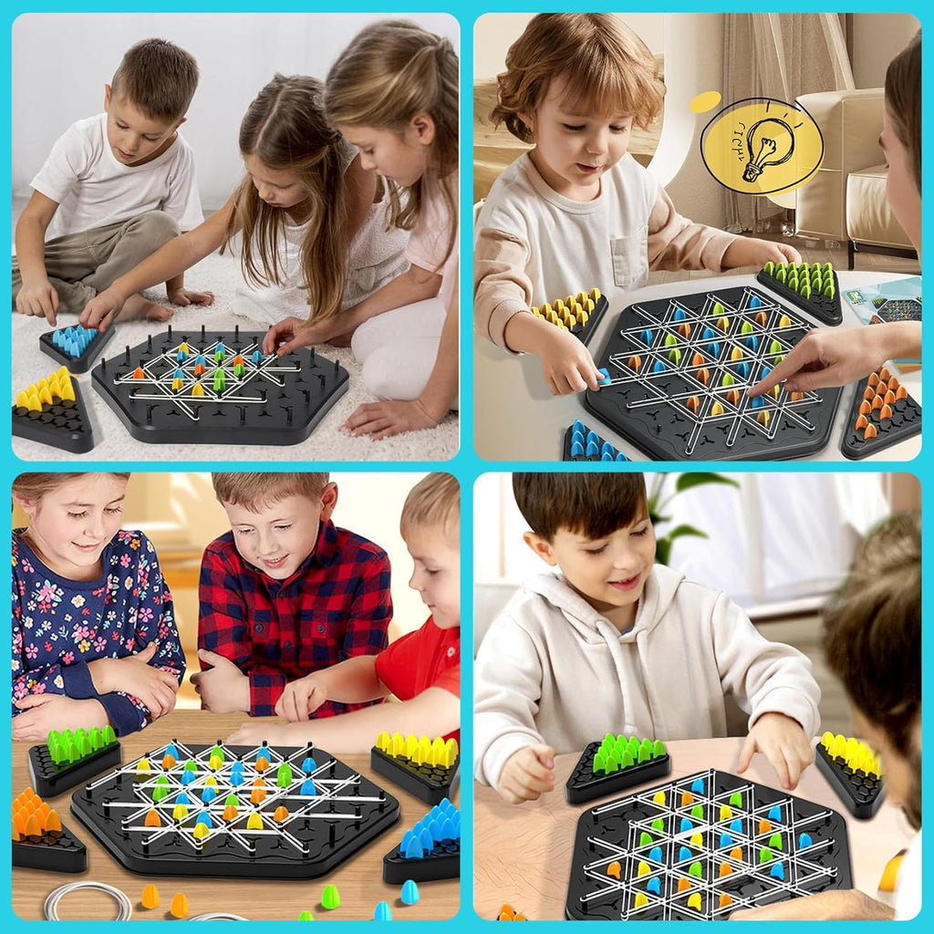 Rubber band chess thinking game