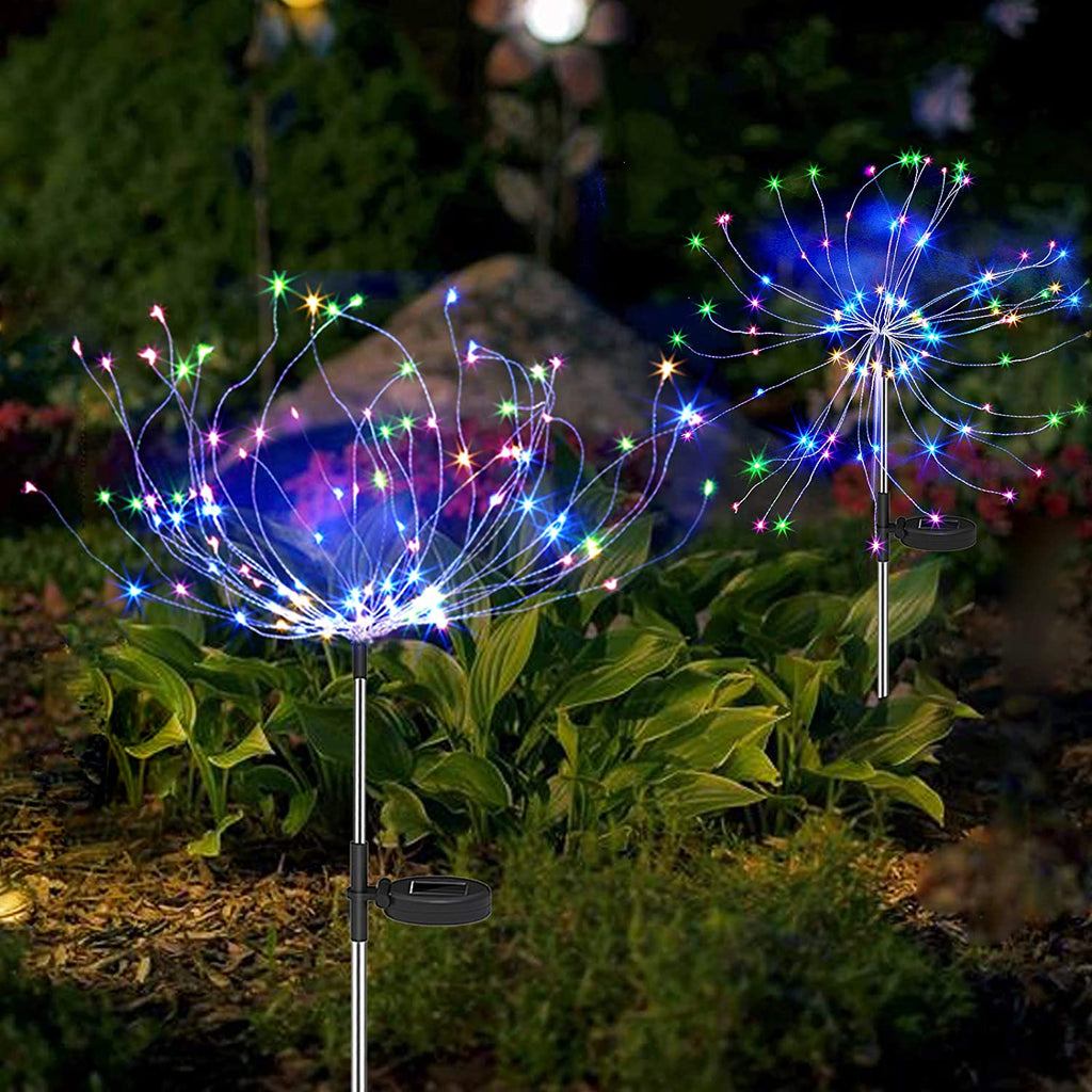 4 Piece Solar Firework Garden Lights - Weatherproof LED Decorative Lighting, Solar Energy for Garden and Patio
