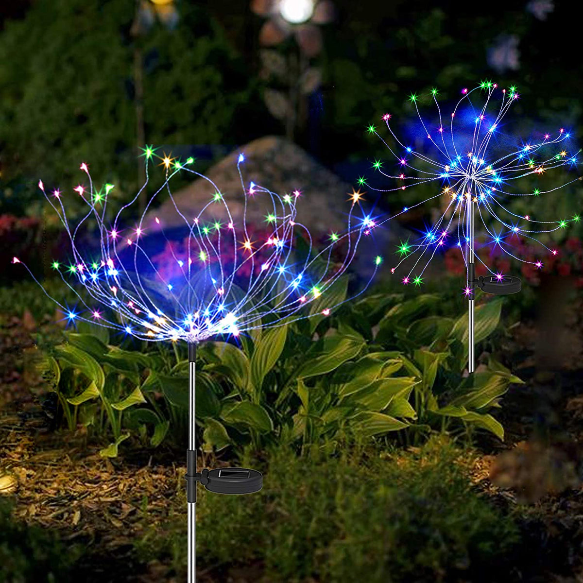 4 Piece Solar Firework Garden Lights - Weatherproof LED Decorative Lighting, Solar Energy for Garden and Patio
