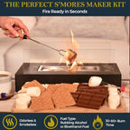 Tabletop fire pit with s’mores maker kit – portable mini fireplace for indoor/outdoor use