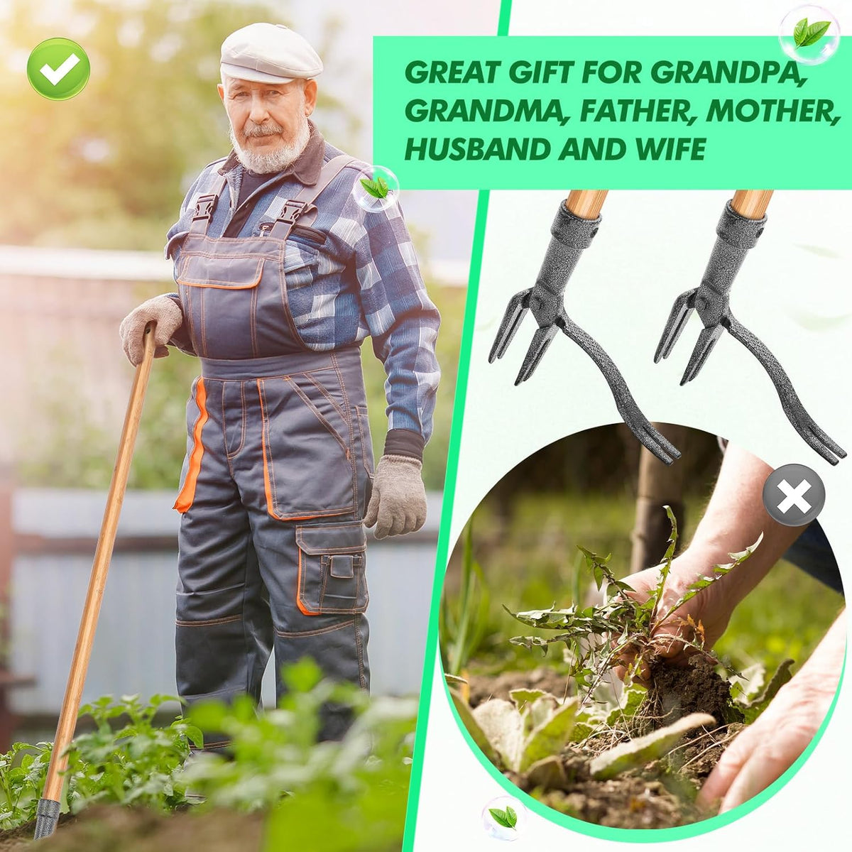 Weed puller with 4-claw head – Effective garden tool made of iron for root removal