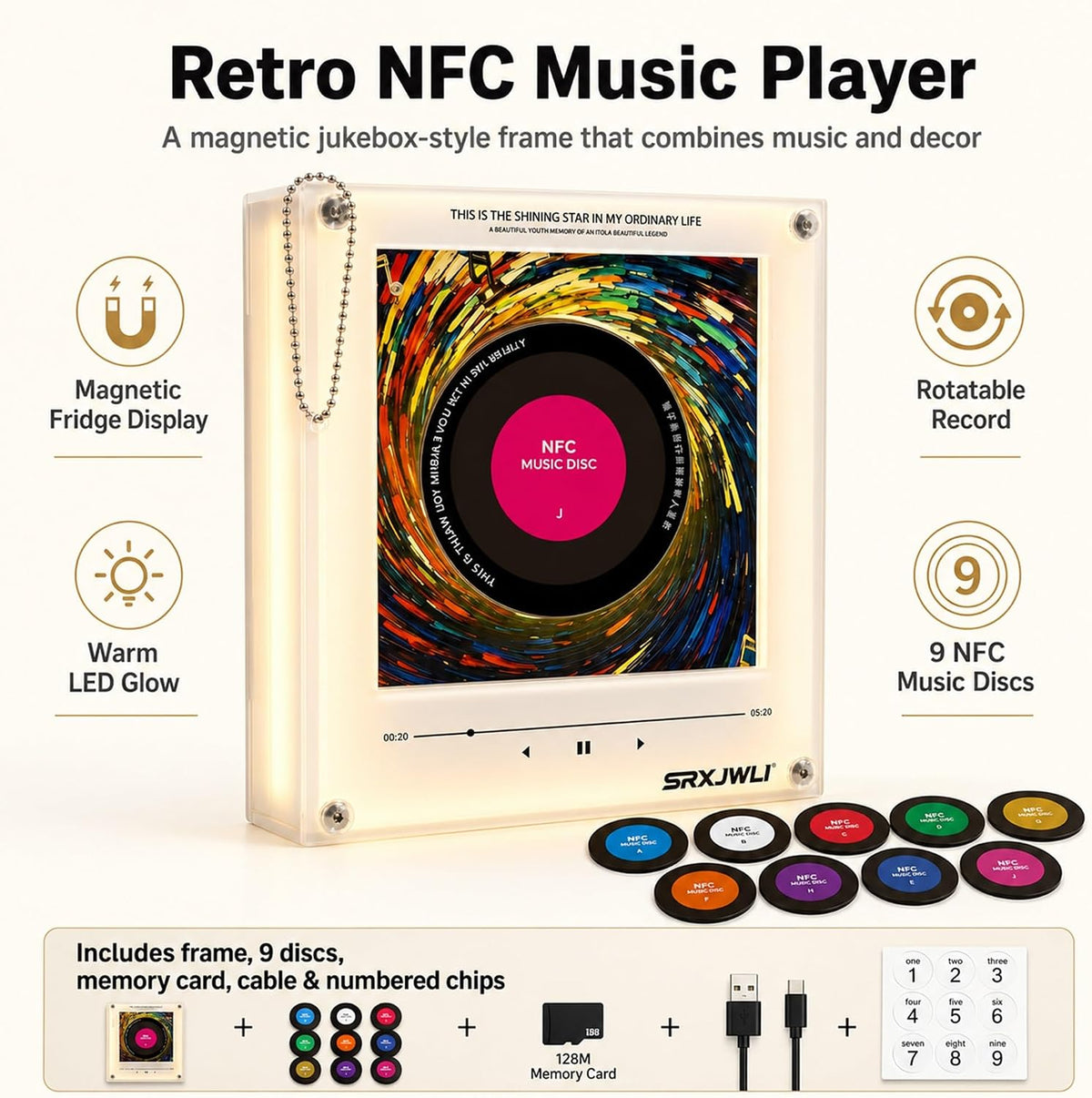Magnetic Jukebox Fridge Music Magnet Player Record for Refrigerator Magnets Mini Vinyl Box
