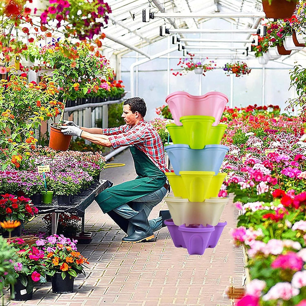 Stackable Plant Tower for Herbs and Vegetables – Vertical Garden Plant Pots for Indoor and Outdoor