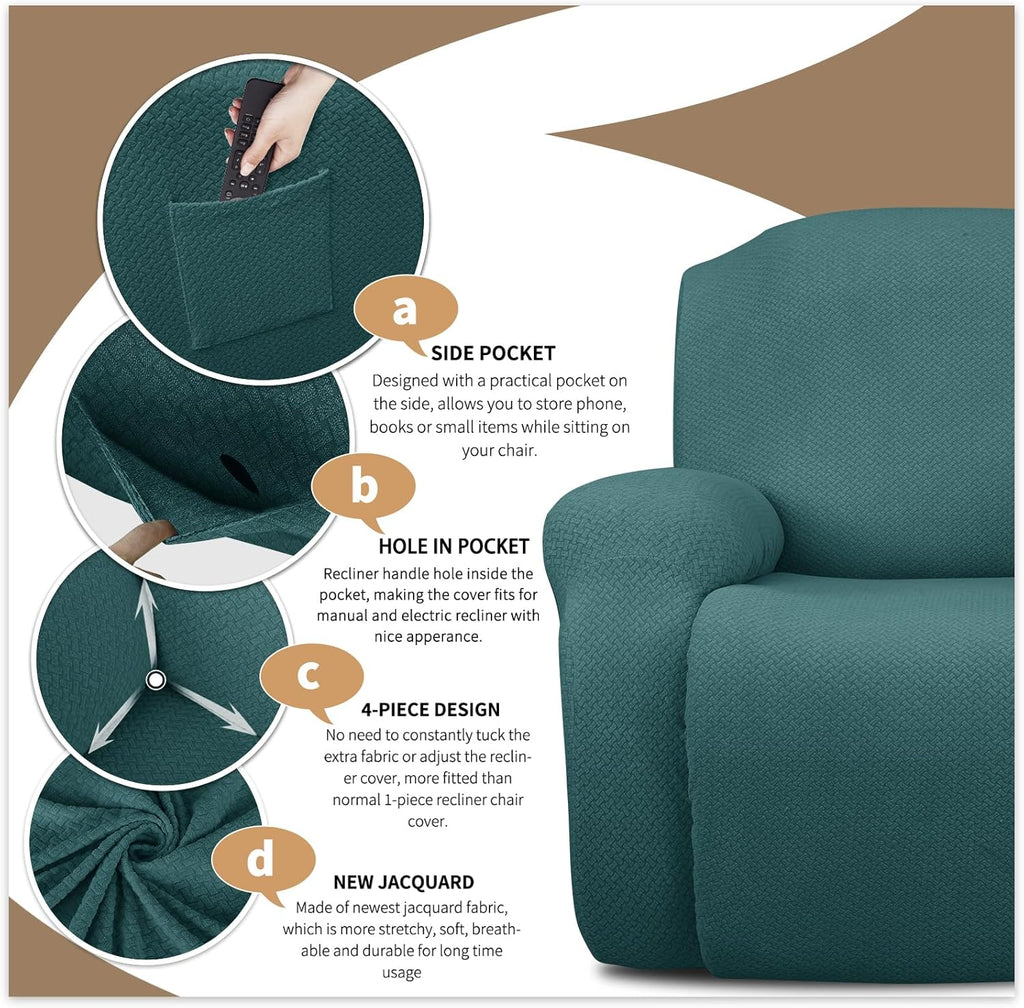 Stretch Recliner Chair Covers 4-Piece Set – CoverMate