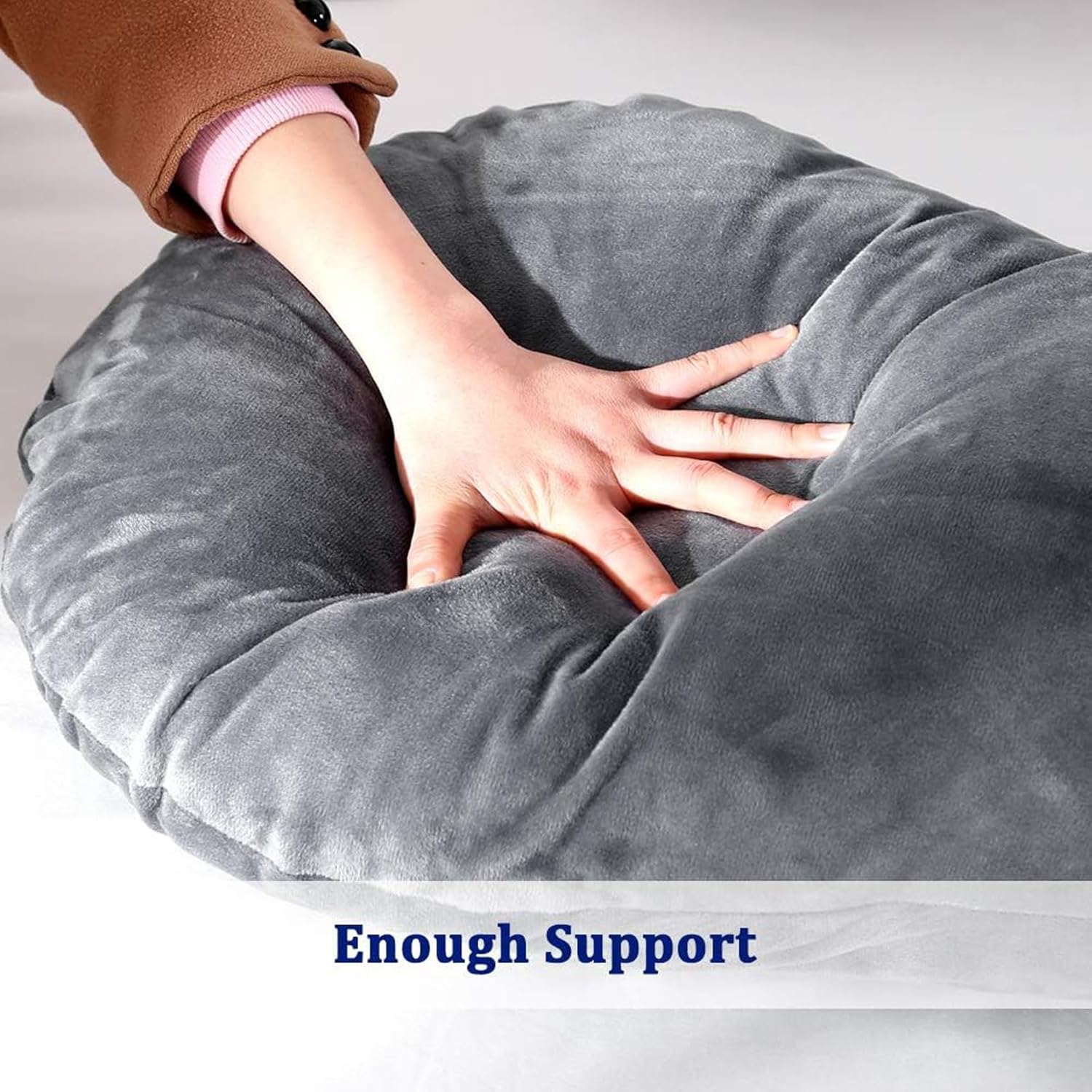 J-Shaped Maternity Support Pillow for Side Sleeping and Breastfeeding