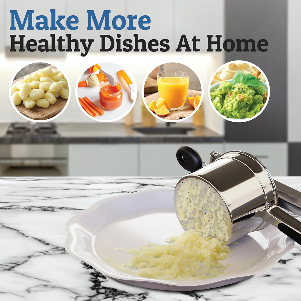 PureMasher Pro Stainless Steel Potato Masher 15oz | Extra Large Capacity | For Mashed Potatoes, Vegetables & Fruits | Lump-Free & Durable