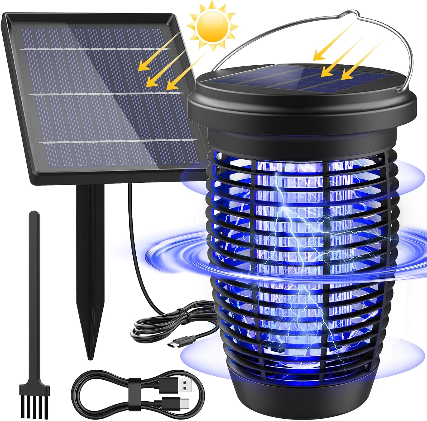 Solar Bug Zapper 2-in-1 Mosquito Killer Lamp – 4500V Indoor & Outdoor Fly Trap