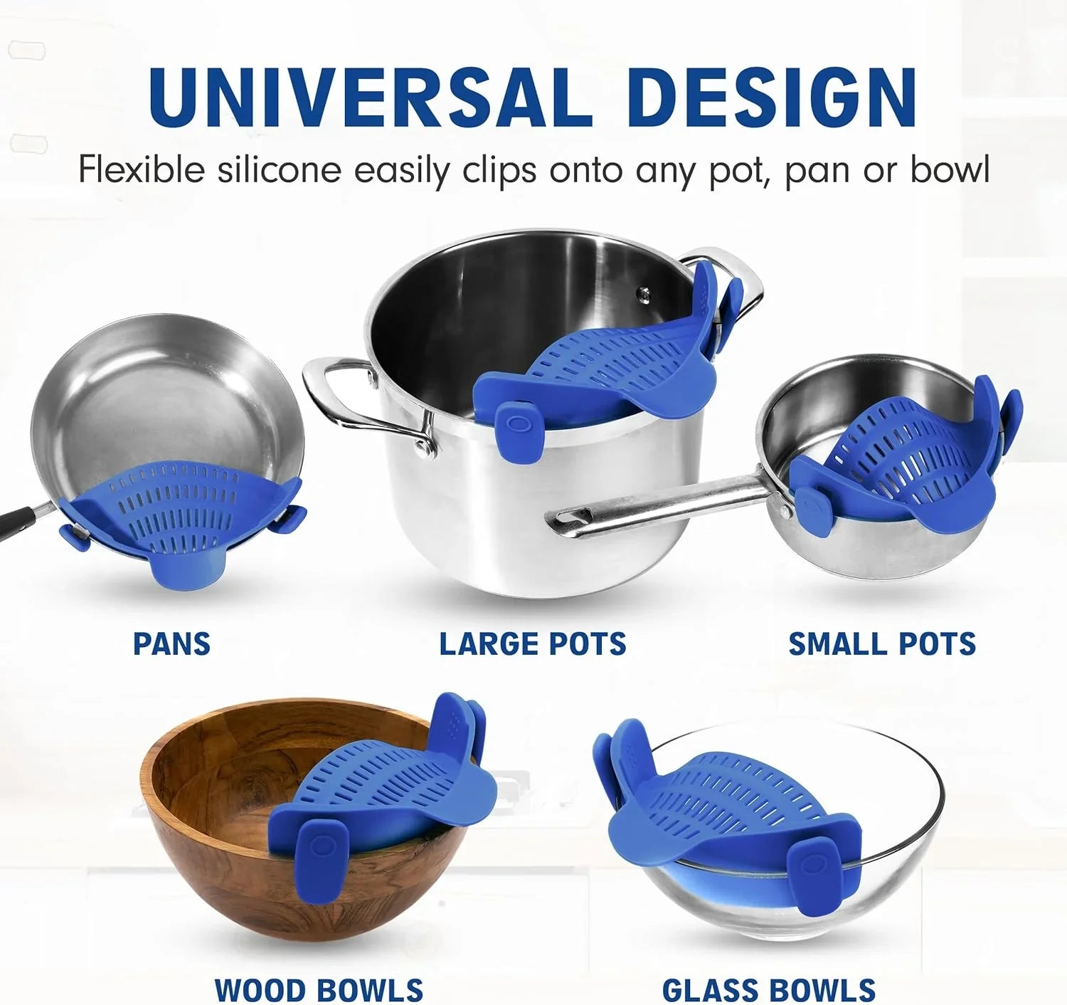 Silicone sieve with clip – Heat-resistant draining container for food
